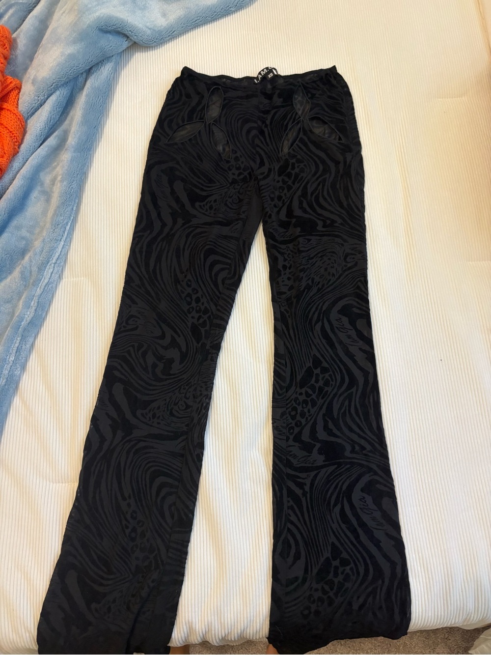 I AM GIA Black Patterned Flare Pants - Women's Flared Ponte Knit